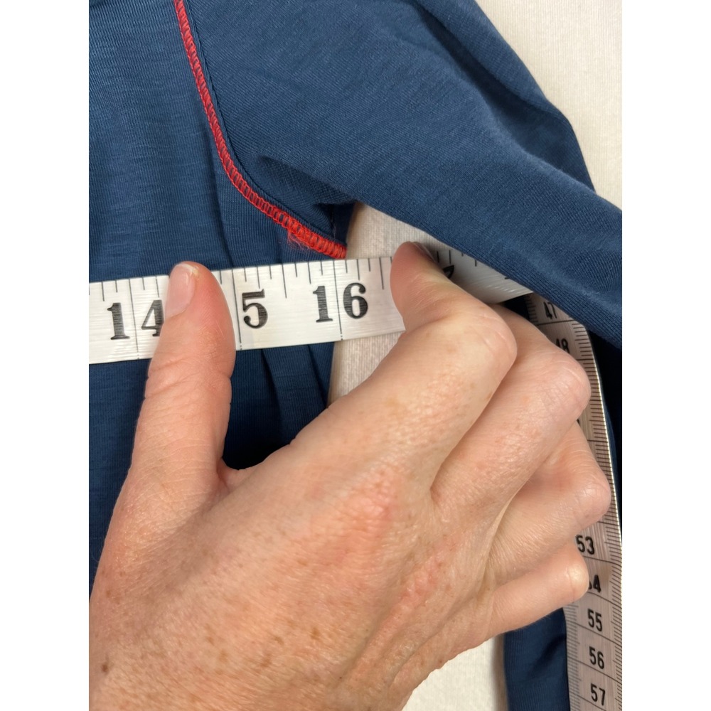 Fabletics Wool Base Layer Half-Zip Top Blue Red Stitching Small TK2150435-1835 - Picture 5 of 6
